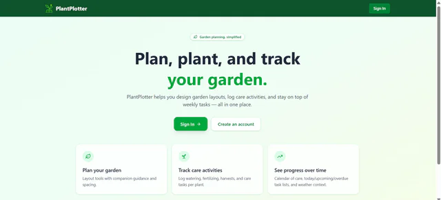 Plant Plotter public landing page
